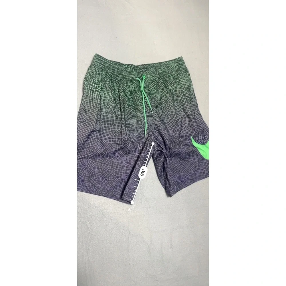 Nike Mens Swim Trunks Green Purple Gradient Grid Board Shorts Large NESS9445